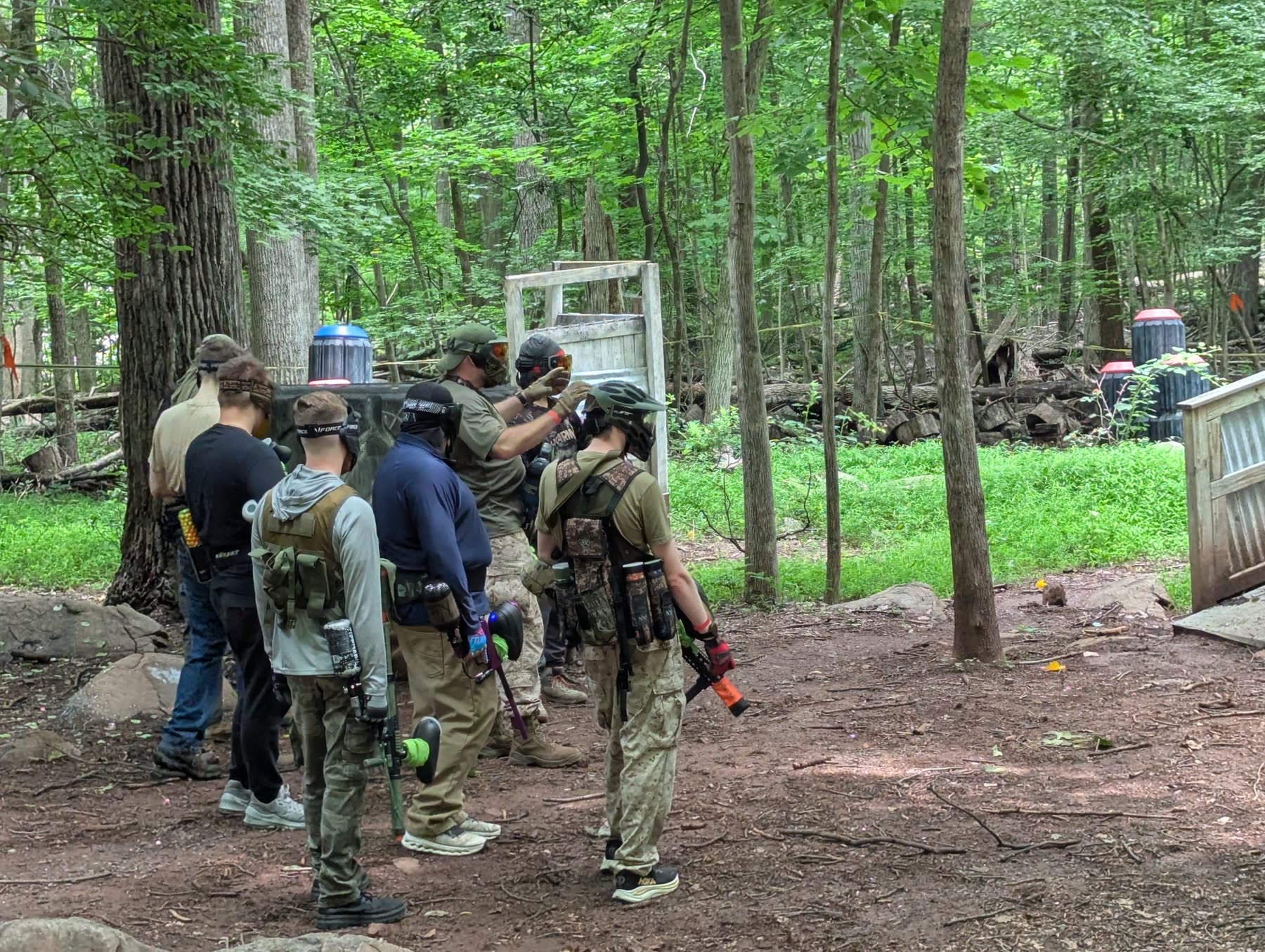 Players gathered in the wooded Poco Loco field
