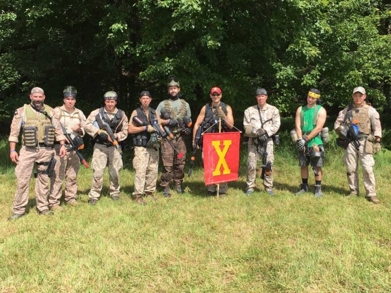 Team members ready for play